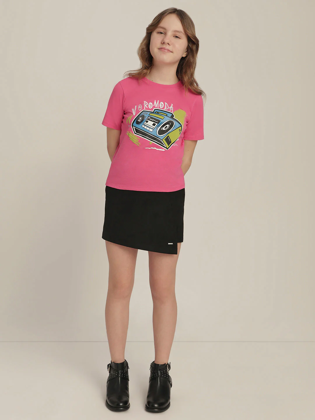 Girls Bright Pink Printed T-shirt - Image 5