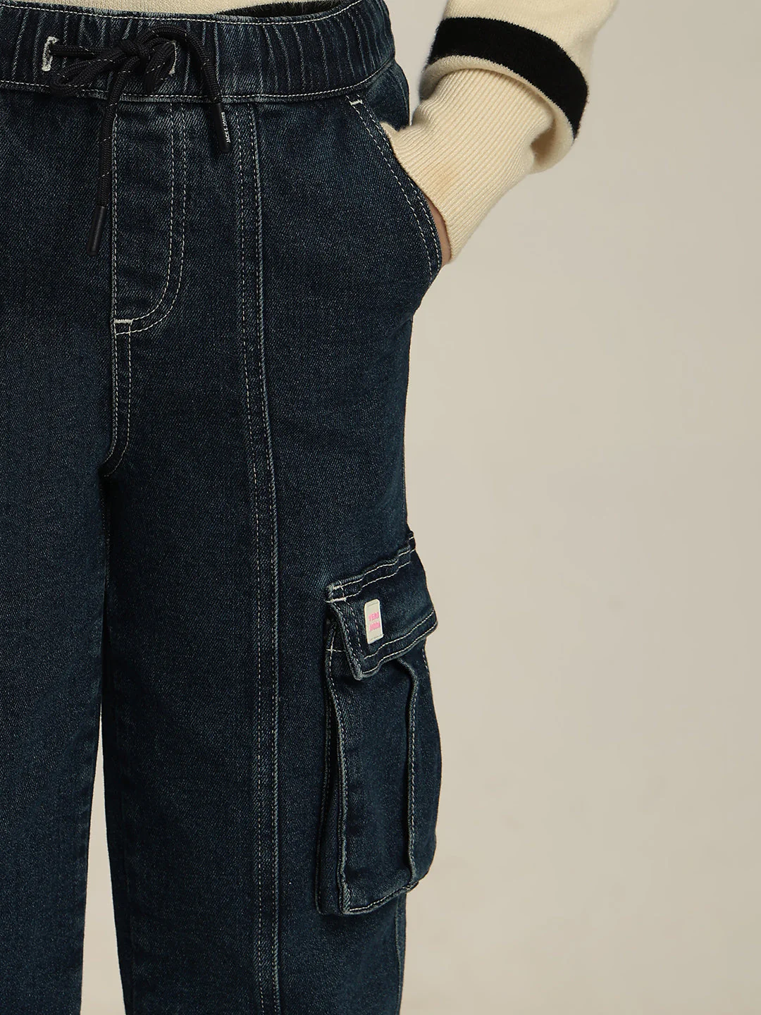 GIRLS Mom Fit Cargo Jeans - Image 6
