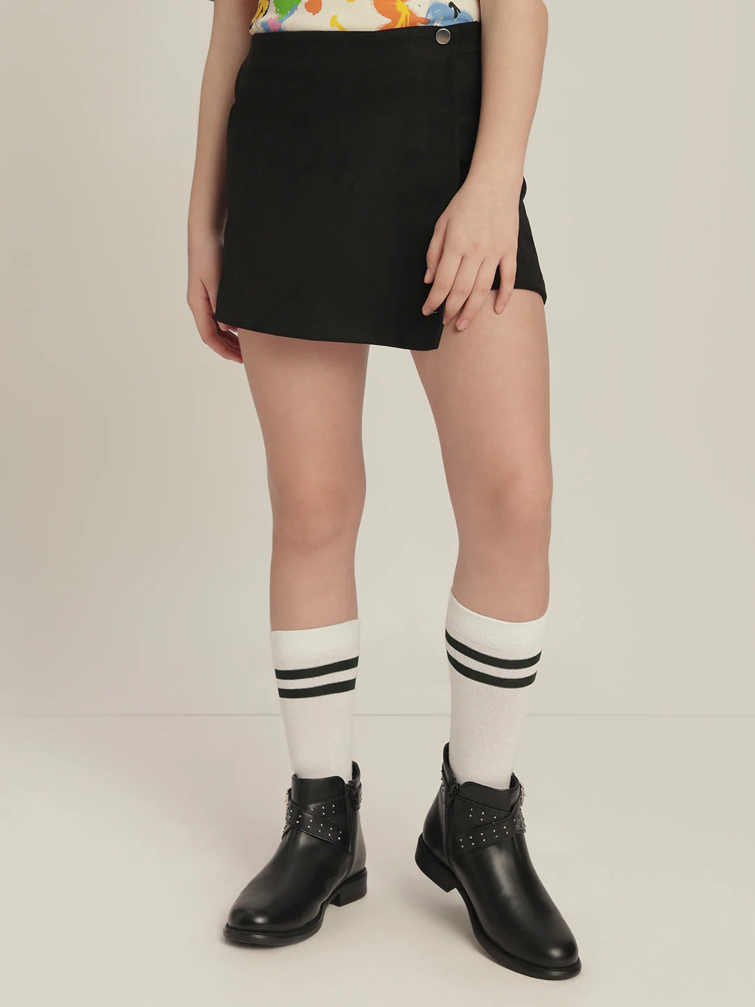 Girls Black Mini Skort - Image 2