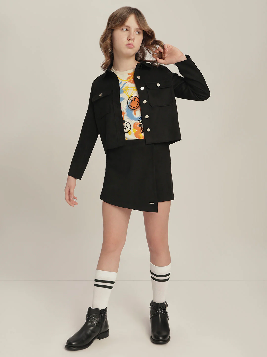 Girls Black Mini Skort - Image 5
