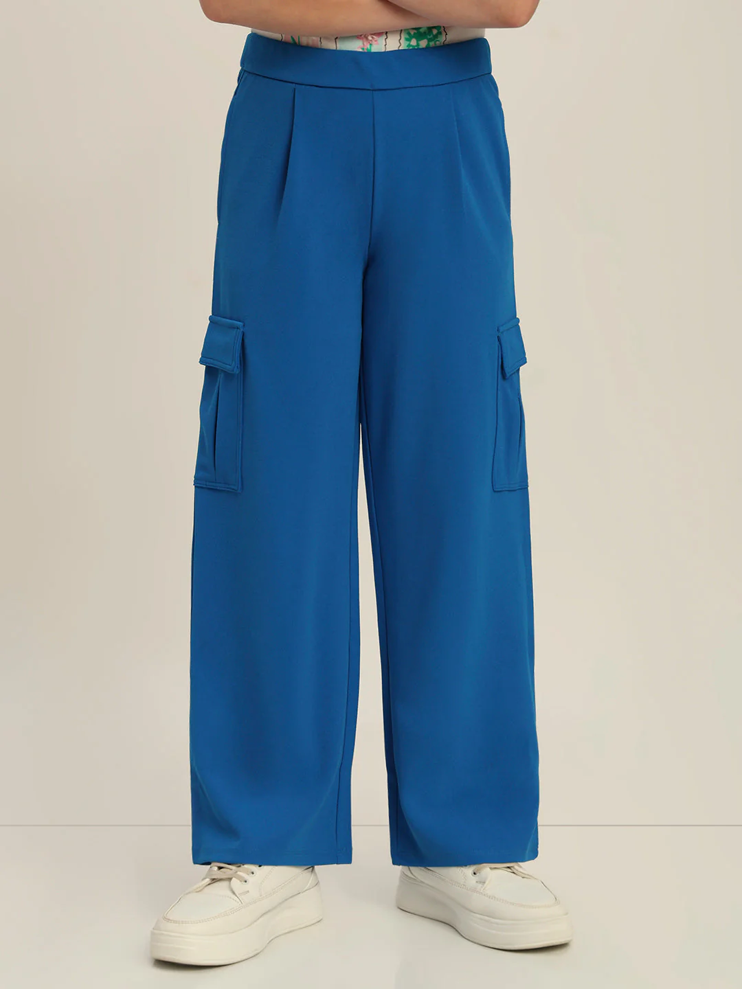 Girls Blue Cargo Pants - Image 2