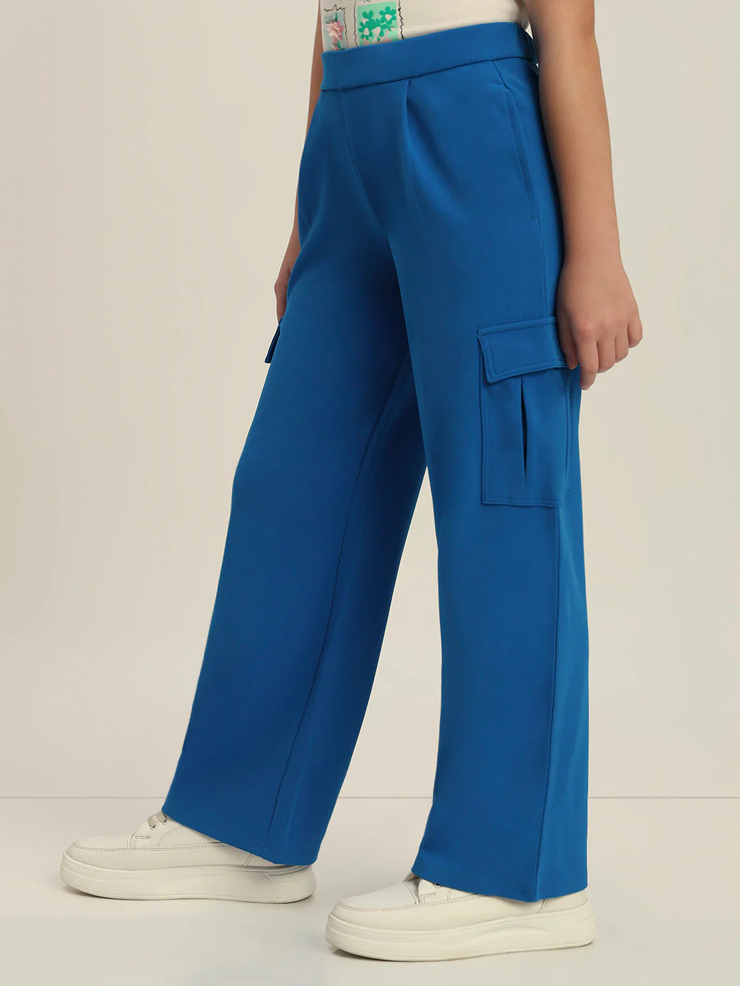 Girls Blue Cargo Pants - Image 3