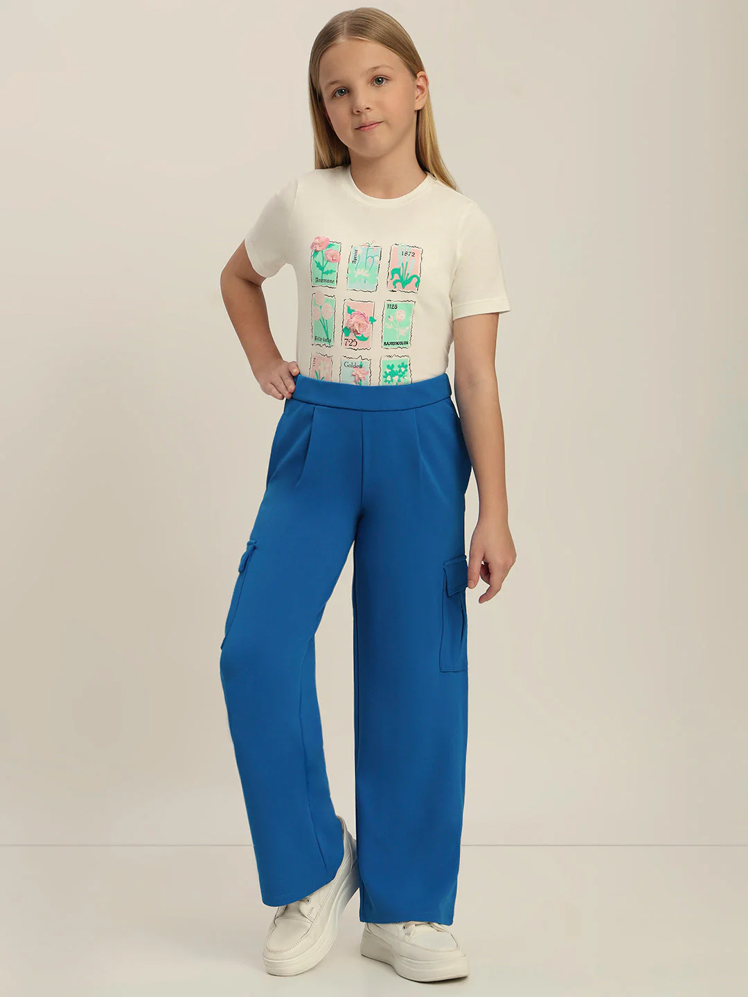 Girls Blue Cargo Pants - Image 5