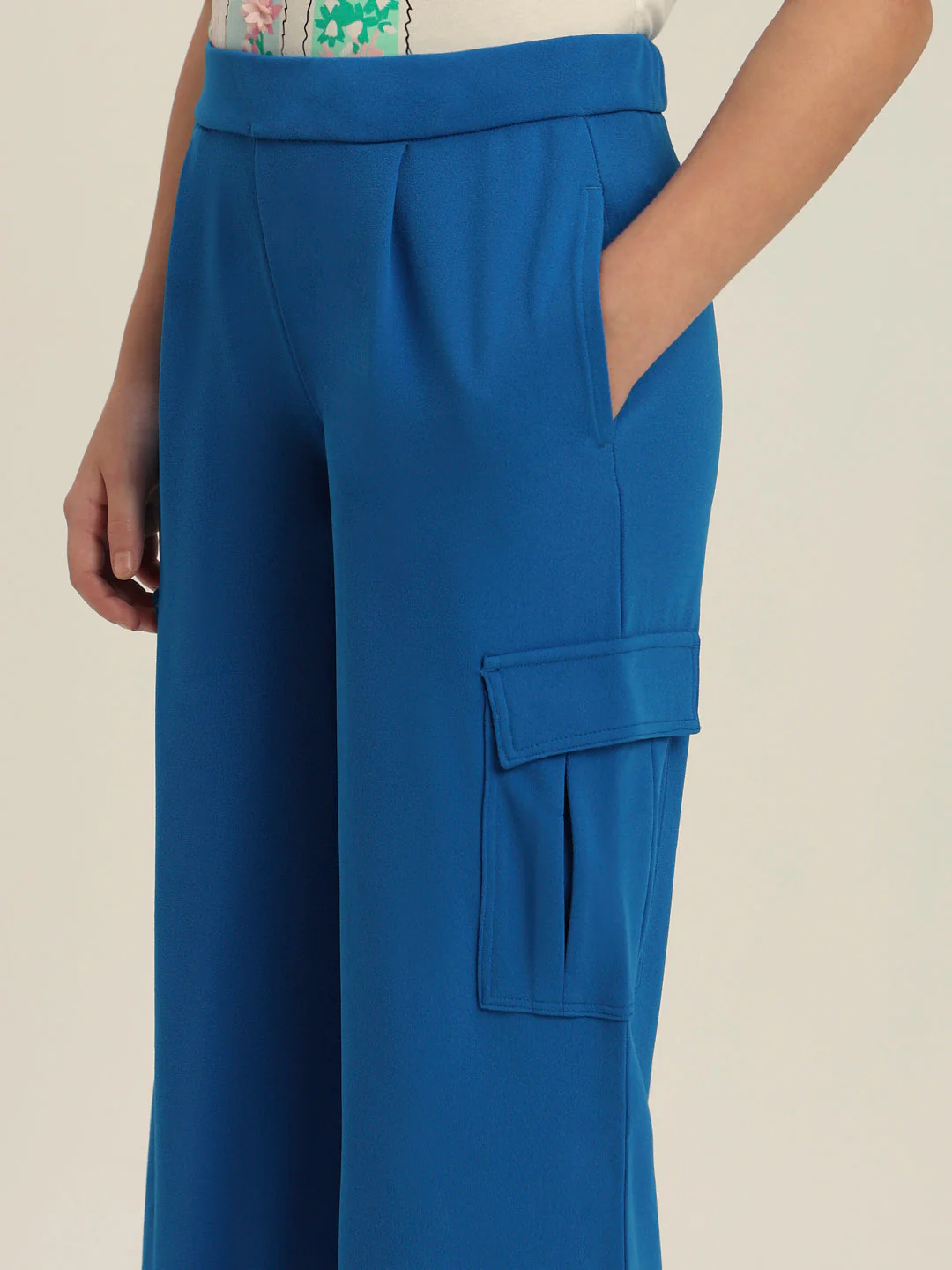 Girls Blue Cargo Pants - Image 6