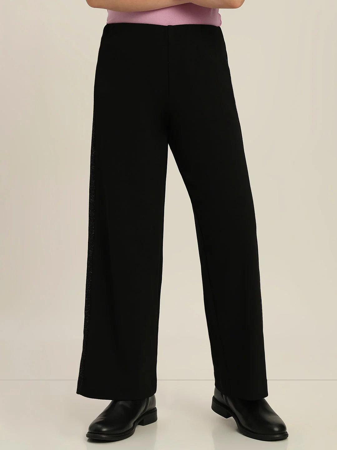 Girls Black Glitter Wide Leg Pants - Image 2