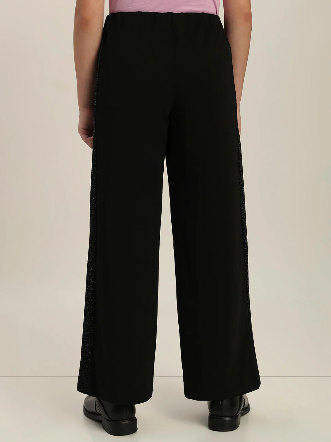 Girls Black Glitter Wide Leg Pants - Image 4