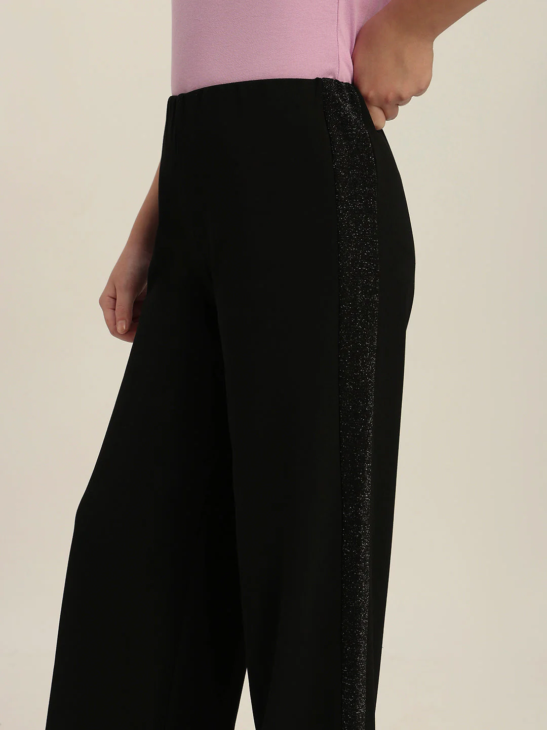 Girls Black Glitter Wide Leg Pants - Image 6