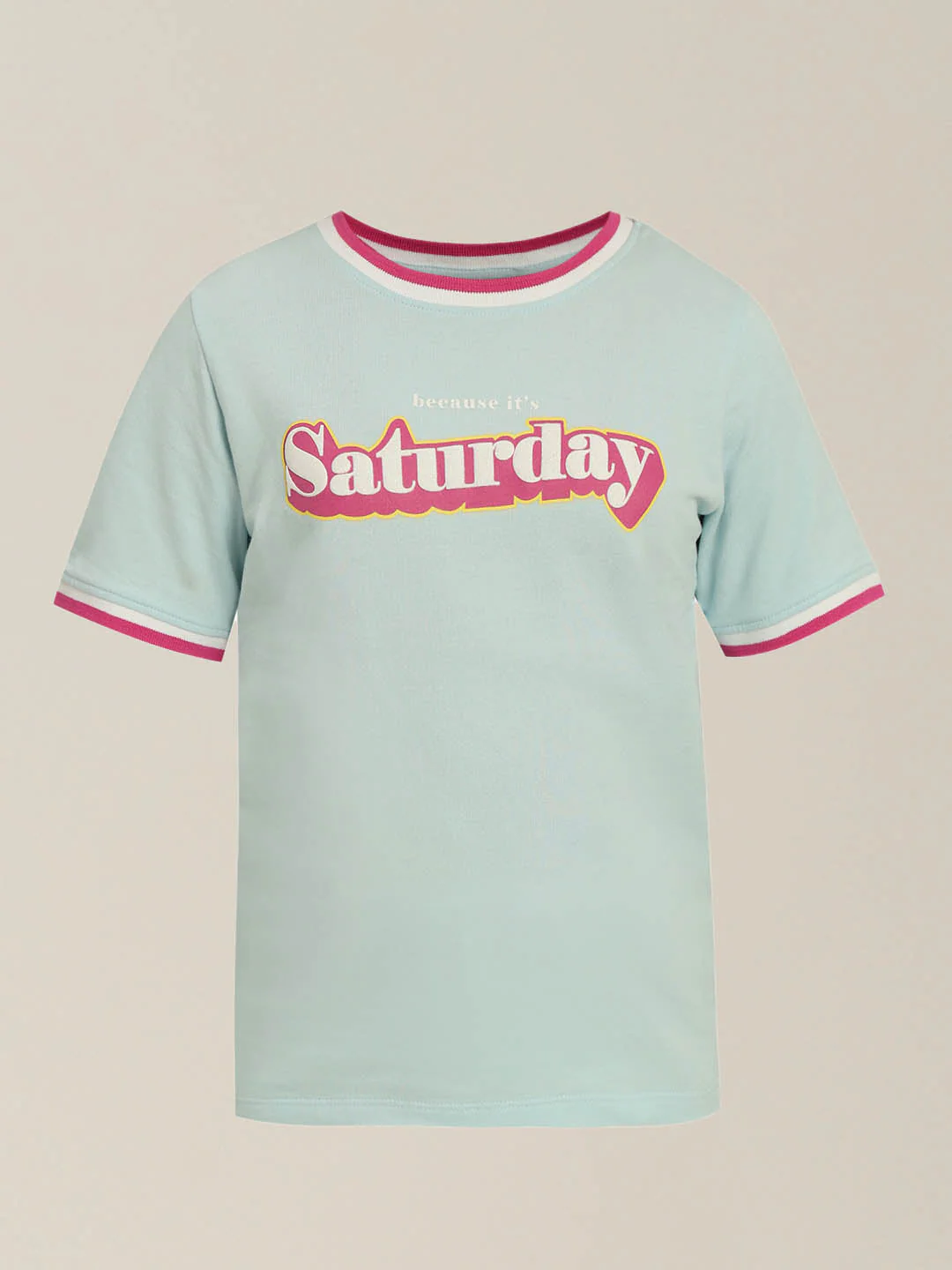 GIRLS Sky Blue Printed T-shirt - Image 7
