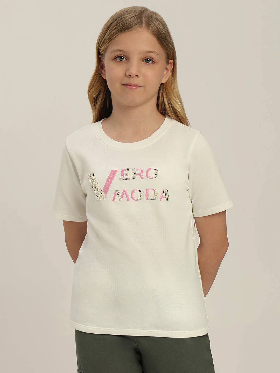 GIRLS White Embellished Logo T-shirt - Image 2
