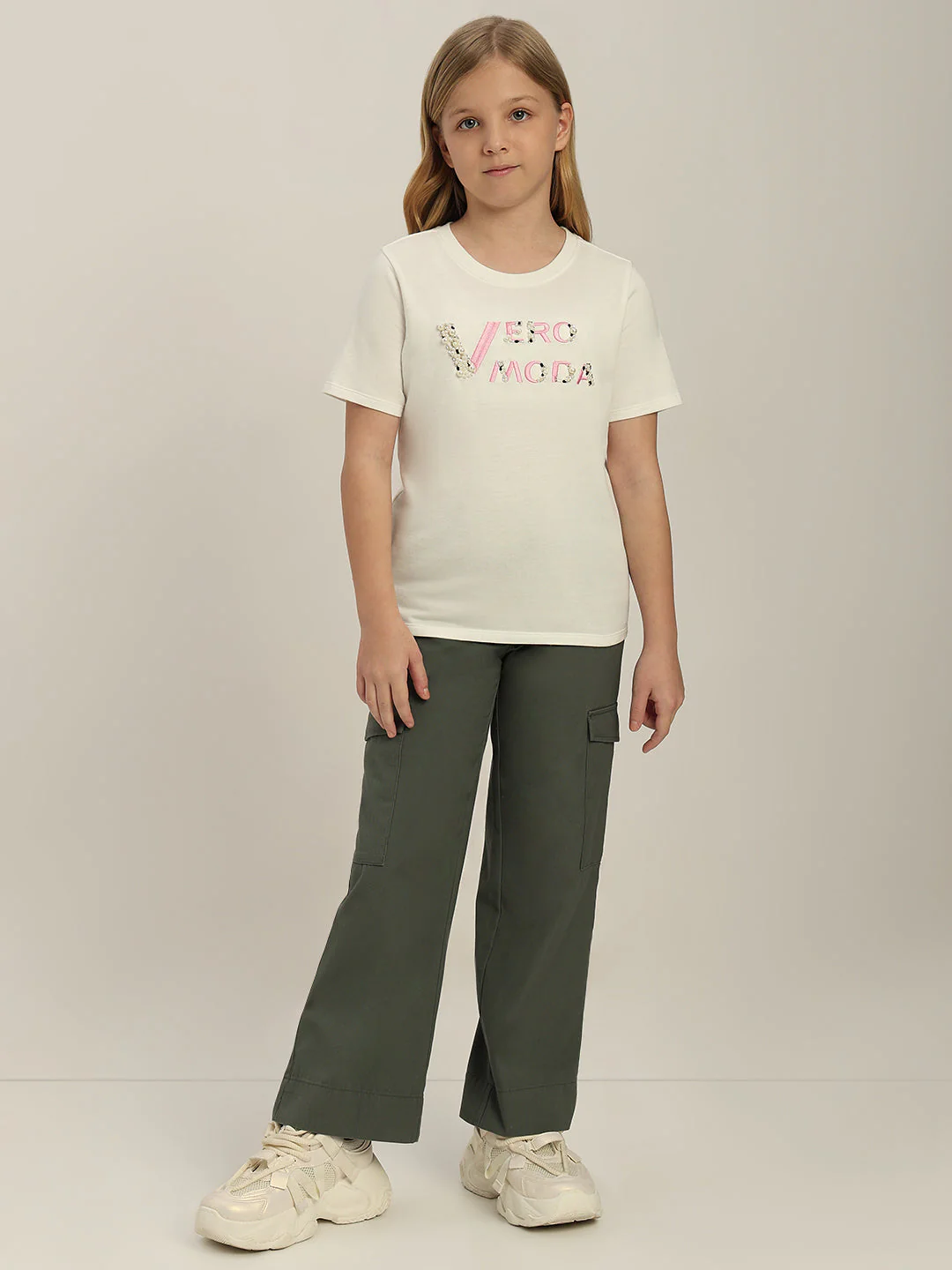 GIRLS White Embellished Logo T-shirt - Image 5