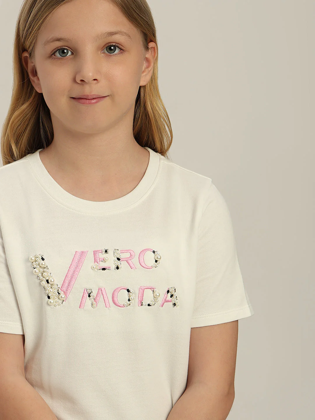 GIRLS White Embellished Logo T-shirt - Image 6