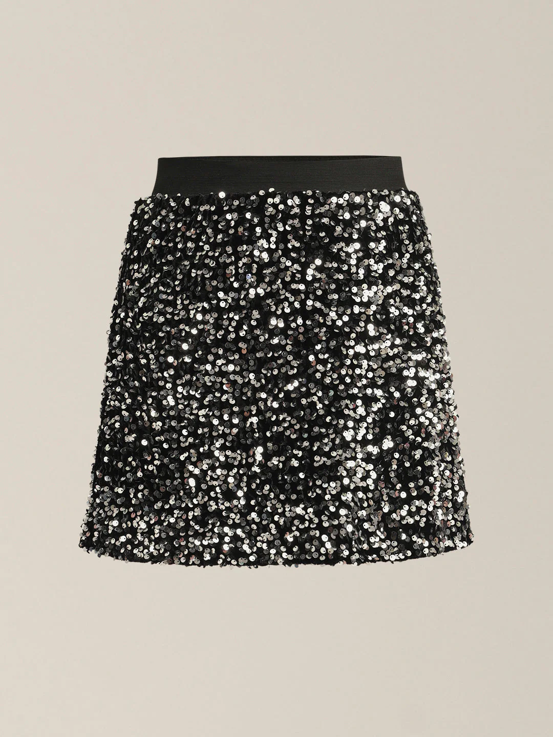 Girls Black Sequin Mini Skirt - Image 7