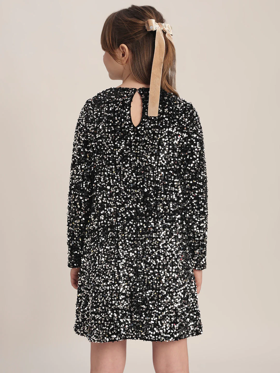 Girls Black Sequin Mini Skirt - Image 4