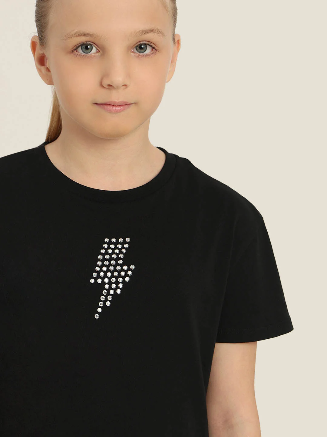 GIRLS Black Embellished T-shirt - Image 6