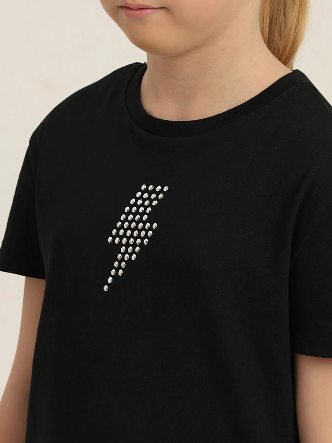 GIRLS Black Embellished T-shirt - Image 8