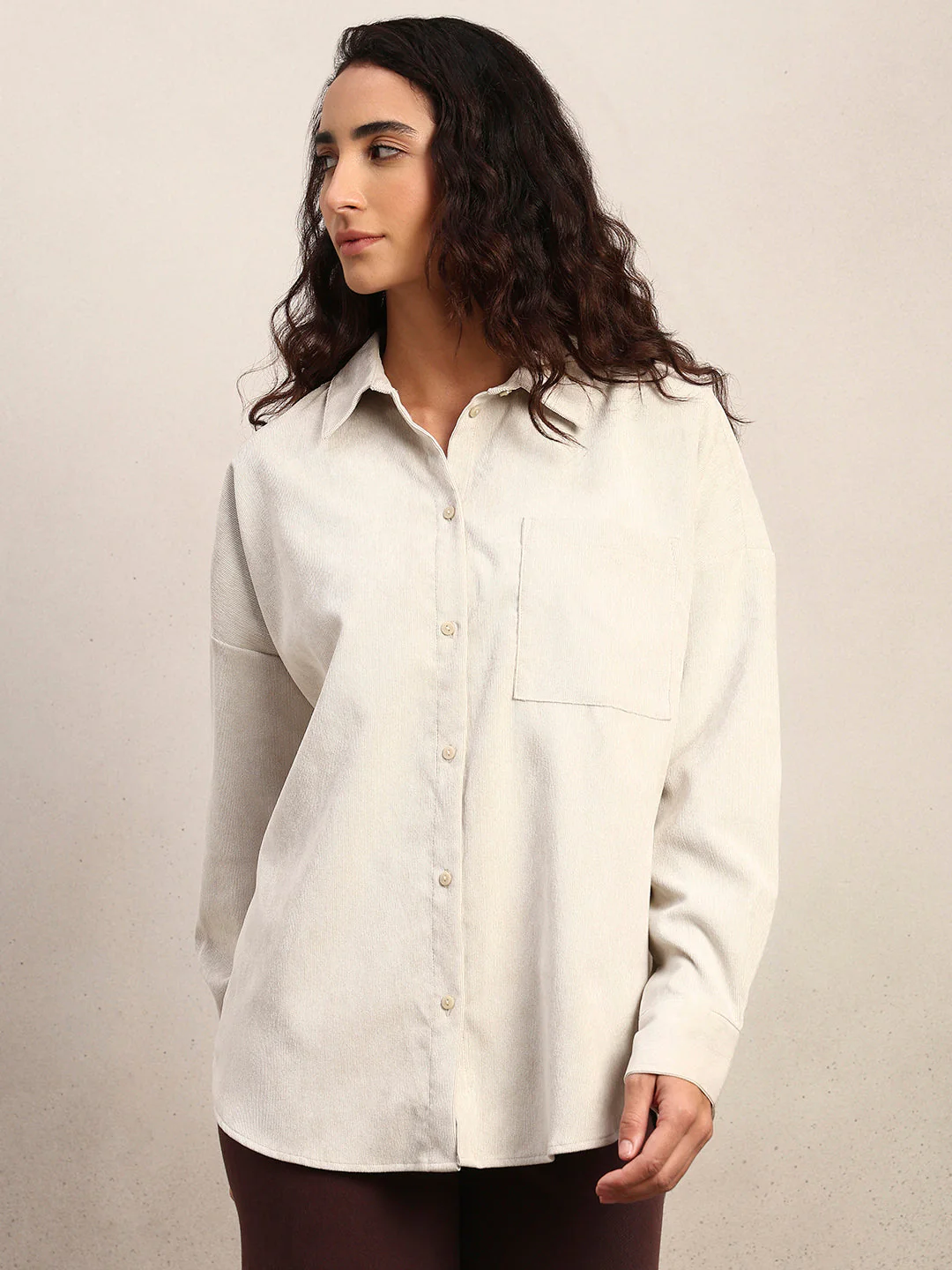 Cream Corduroy Shirt - Image 2