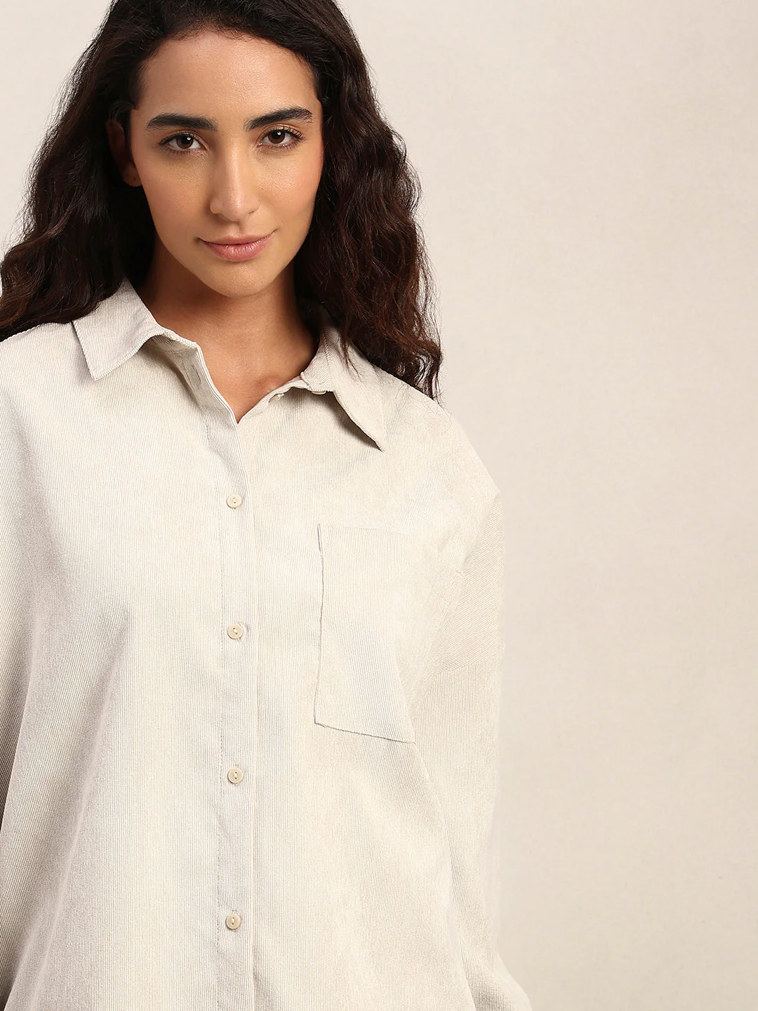 Cream Corduroy Shirt - Image 6