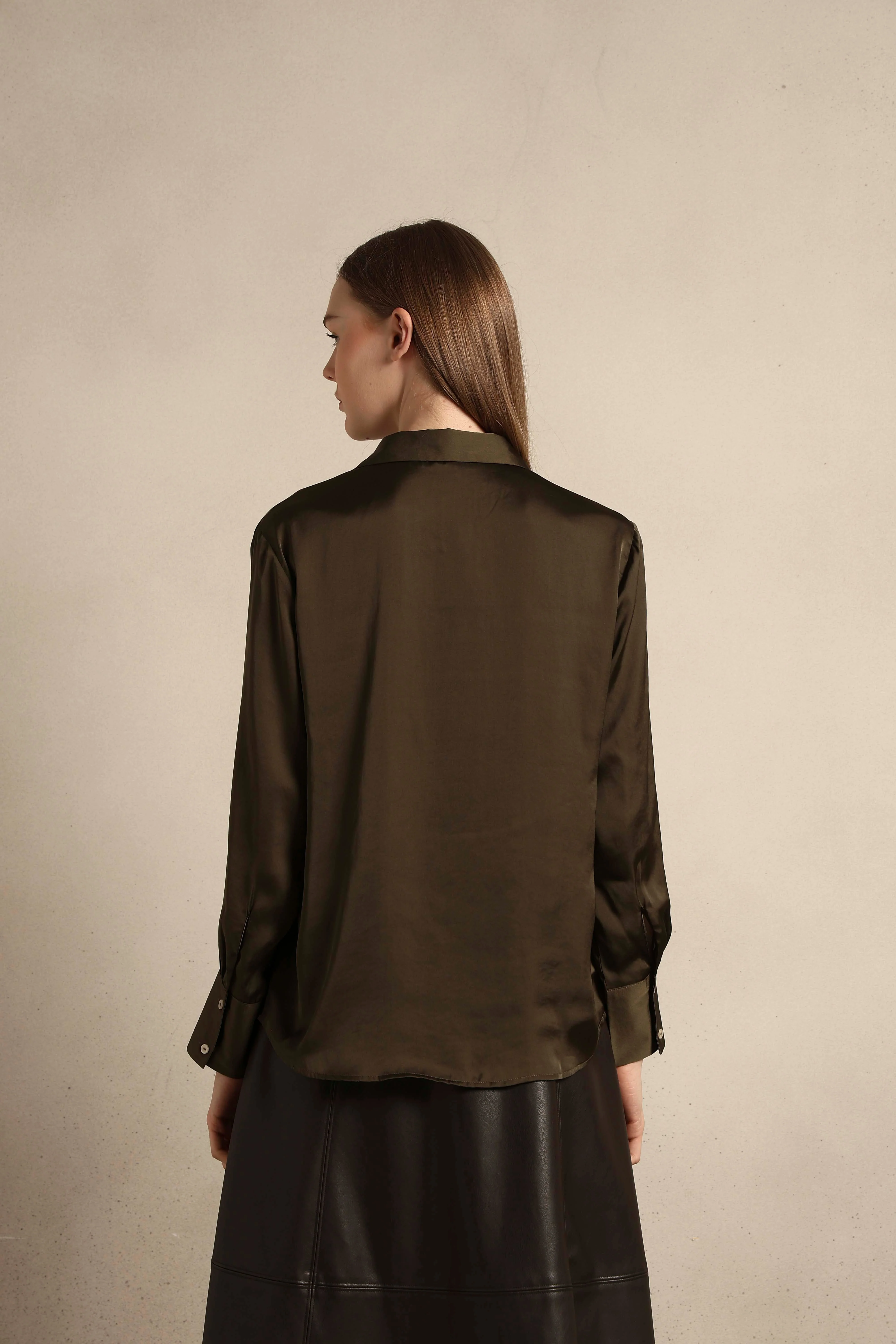 Green Satin Shirt - Image 10