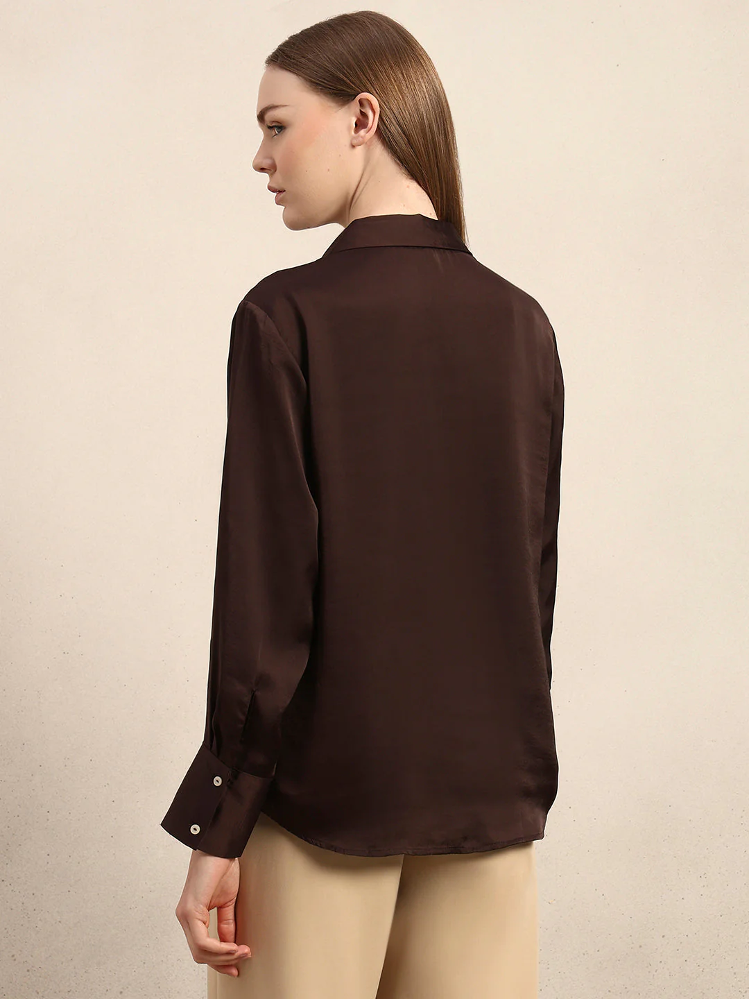 Brown Satin Shirt - Image 4