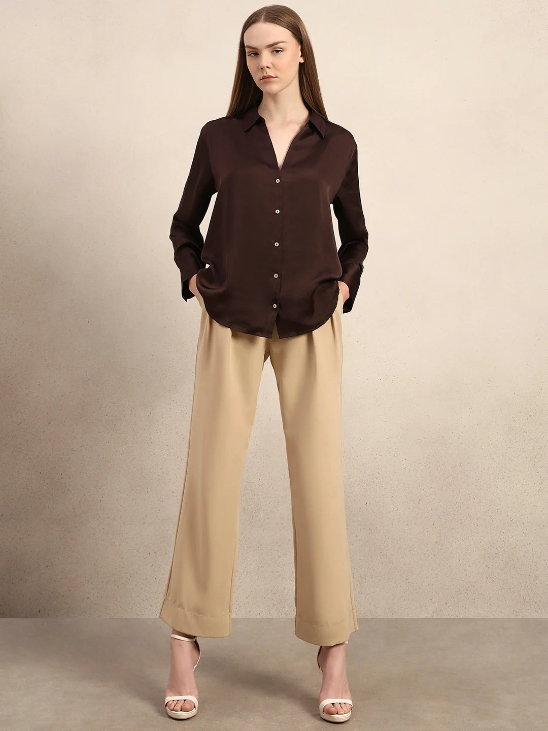 Brown Satin Shirt - Image 5