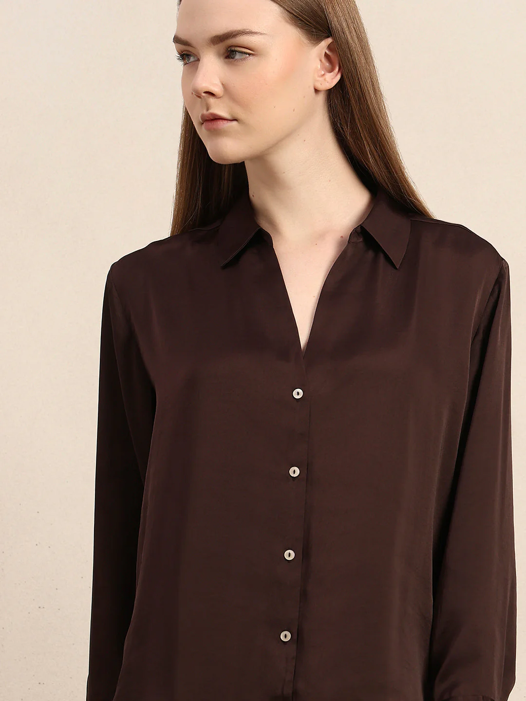 Brown Satin Shirt - Image 6