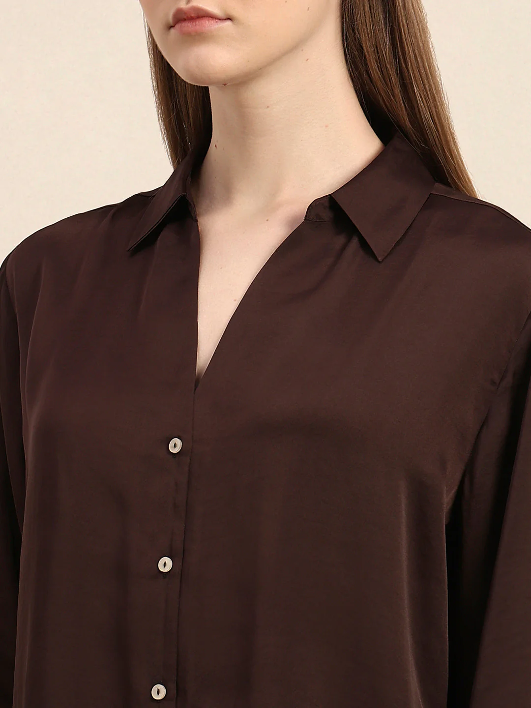 Brown Satin Shirt - Image 8