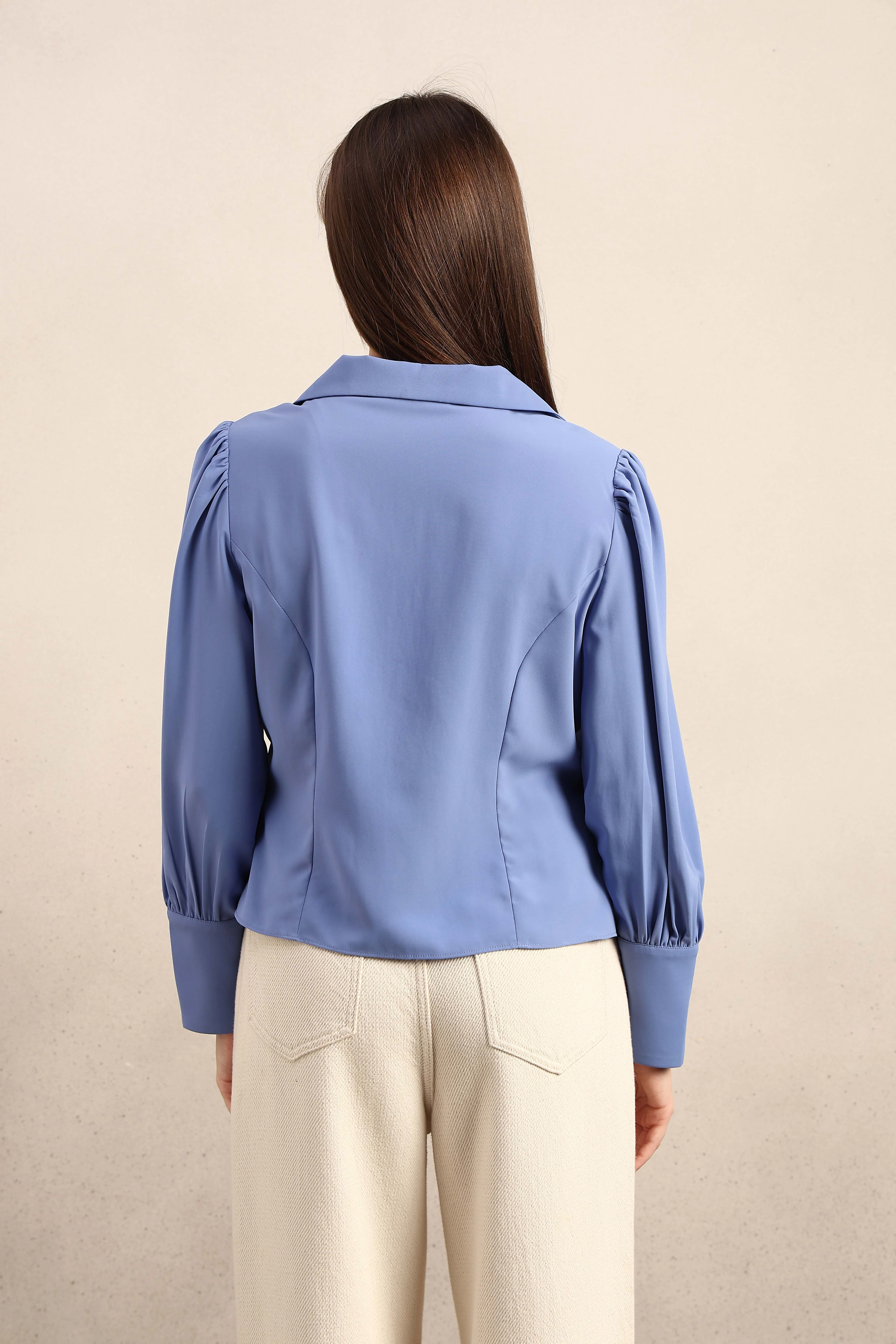 Blue Cuff Sleeves Shirt - Image 10