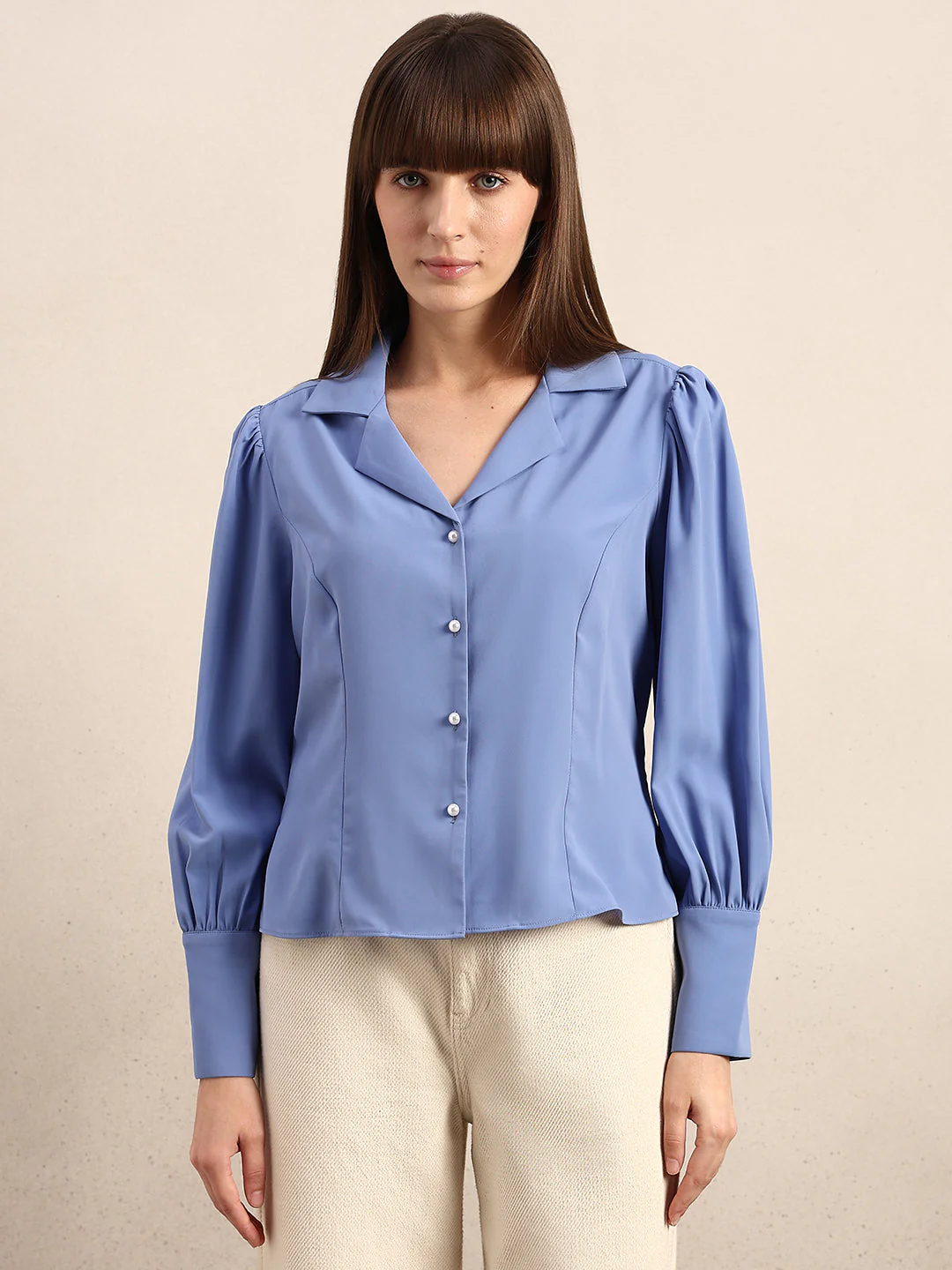 Blue Cuff Sleeves Shirt - Image 2