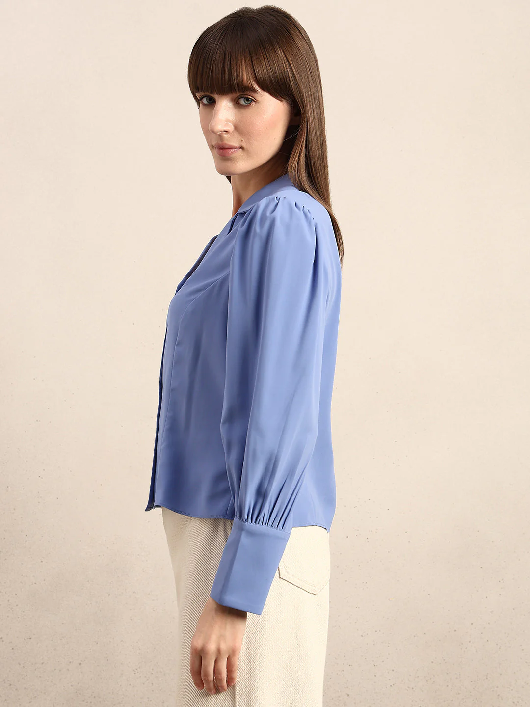 Blue Cuff Sleeves Shirt - Image 3