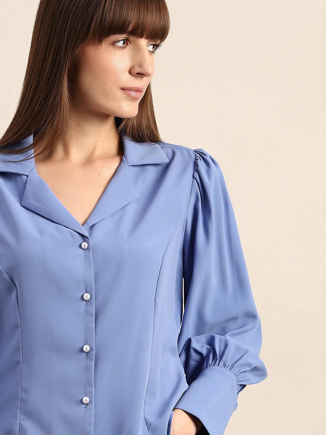 Blue Cuff Sleeves Shirt - Image 6