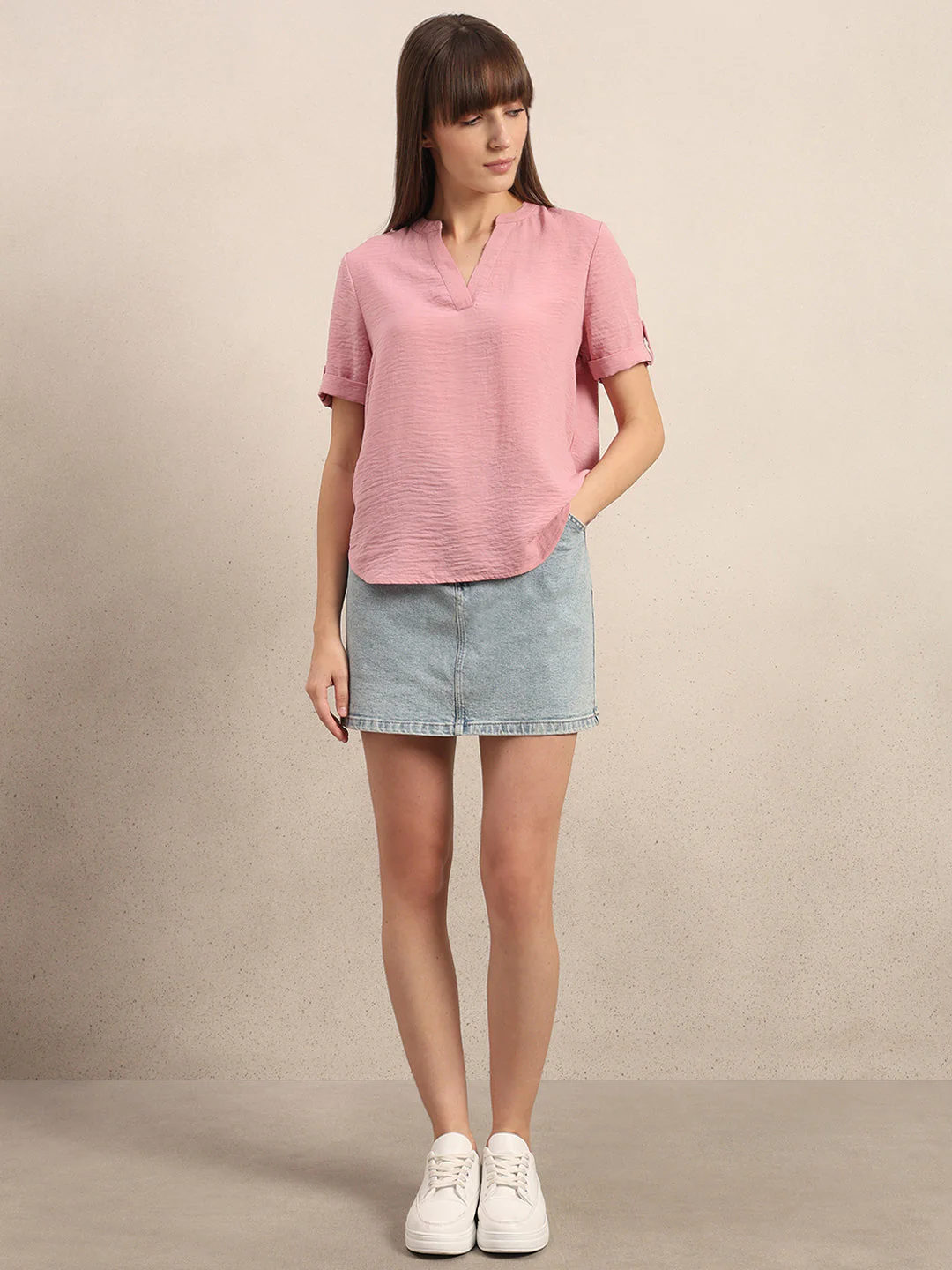 Textured V-Neck Top - Image 4