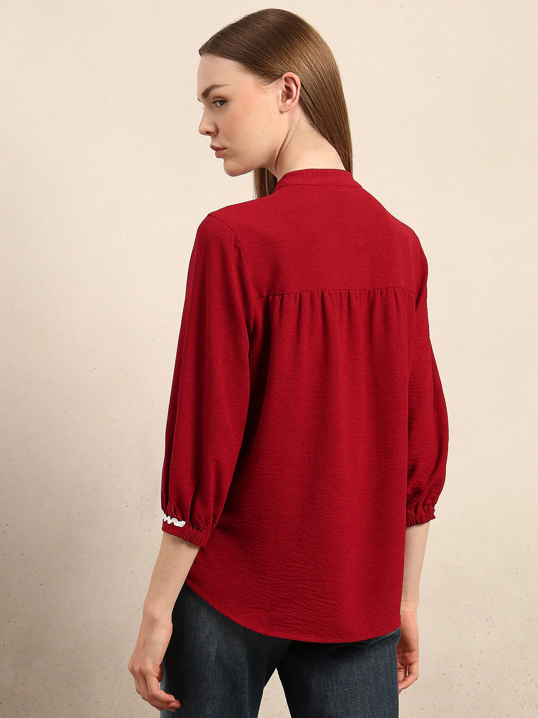 Mandarin Collar Cotton Shirt - Image 4