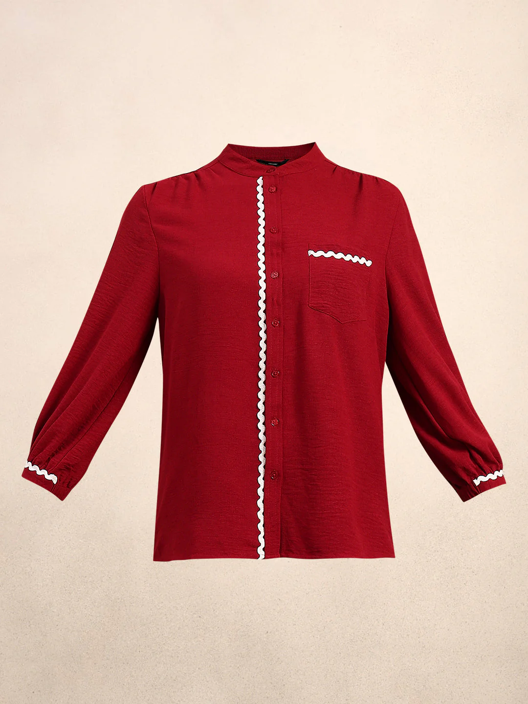 Mandarin Collar Cotton Shirt - Image 7