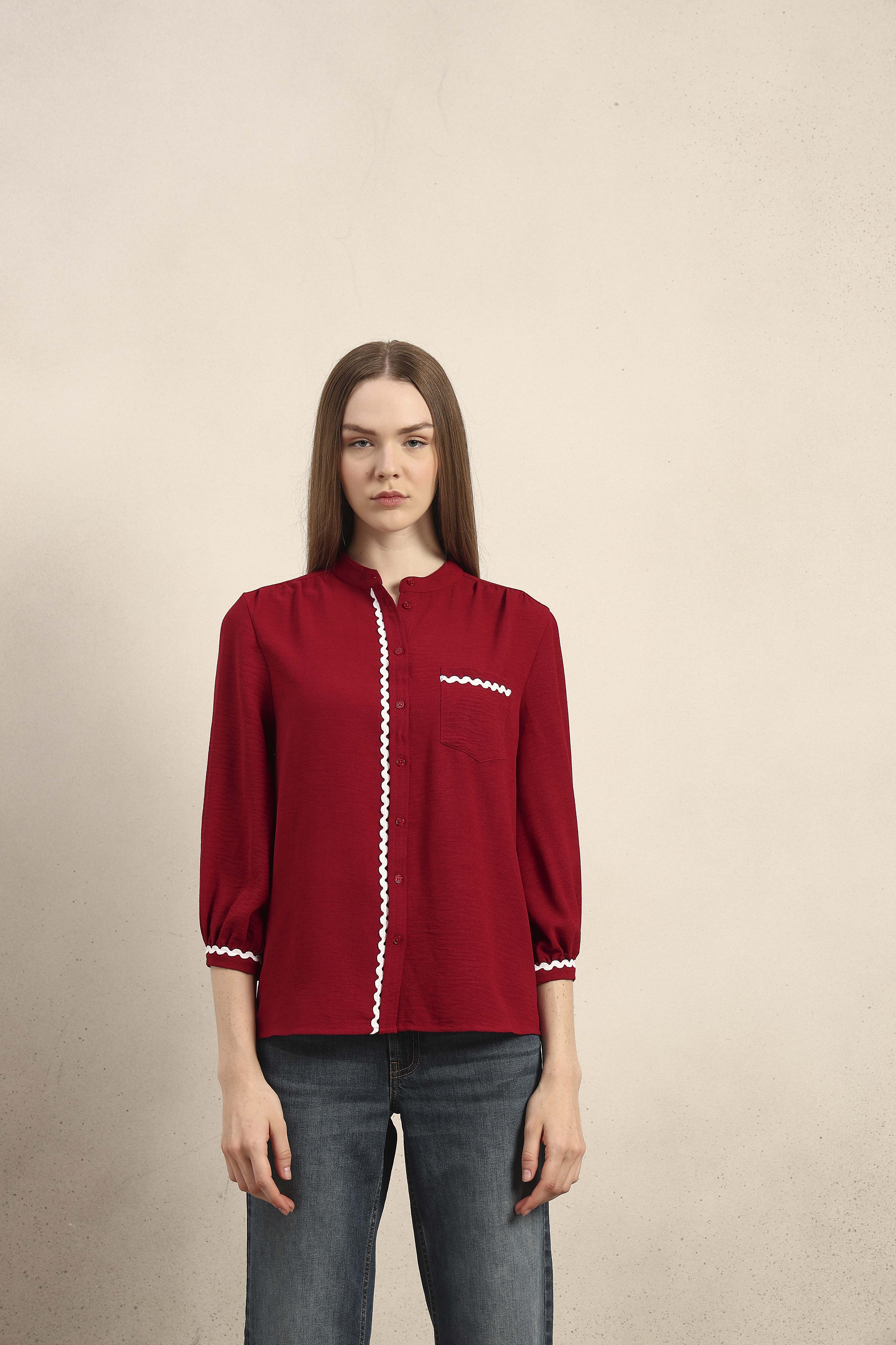 Mandarin Collar Cotton Shirt - Image 9
