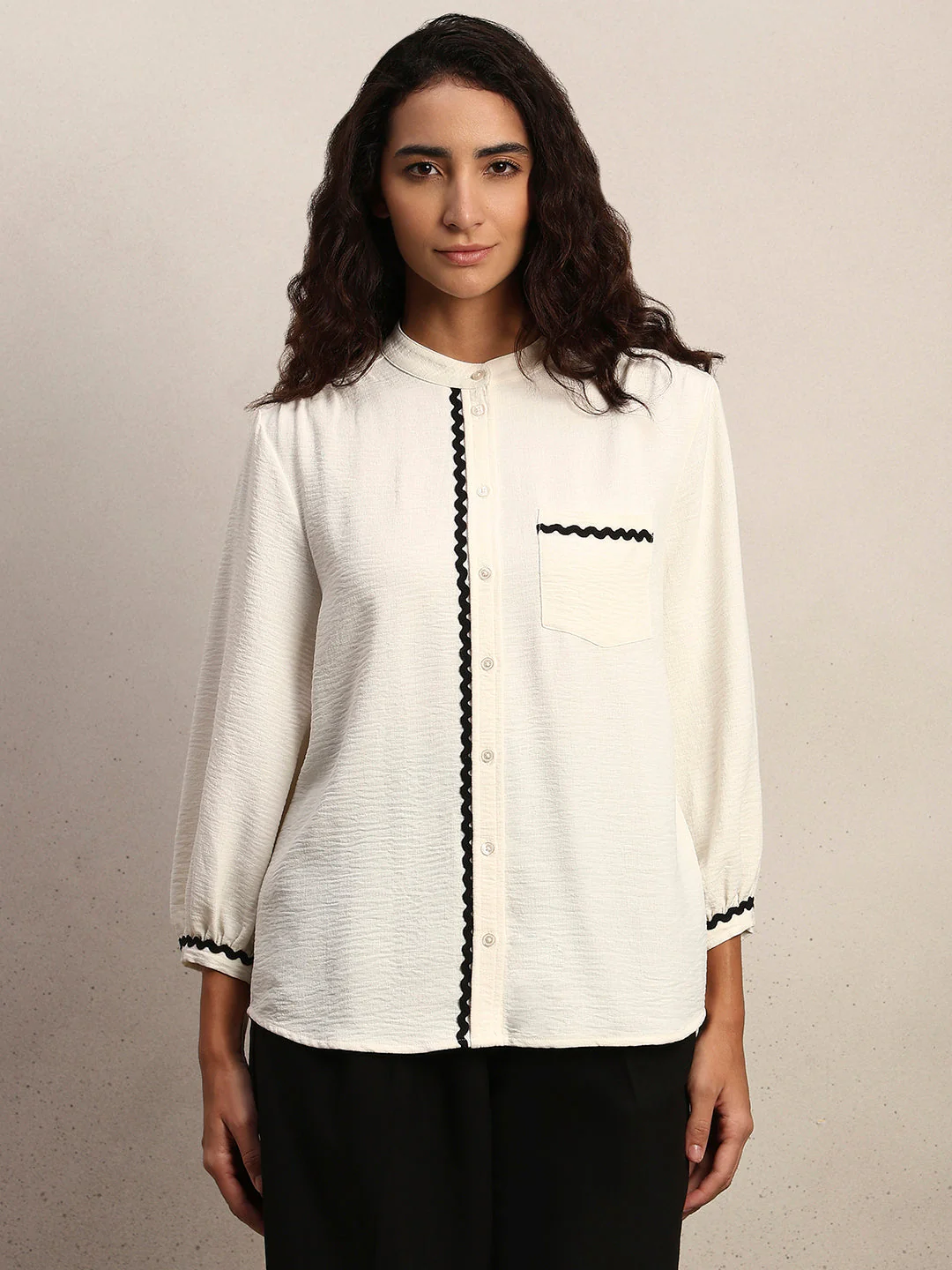 Rick Rack Trim Cotton Shirt - Image 2