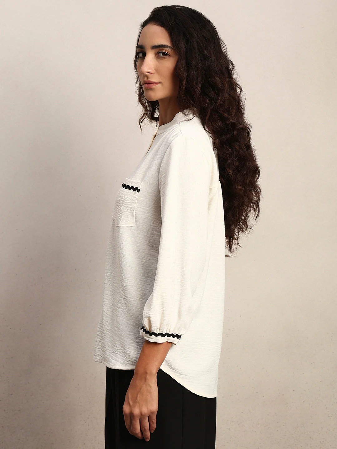 Rick Rack Trim Cotton Shirt - Image 3