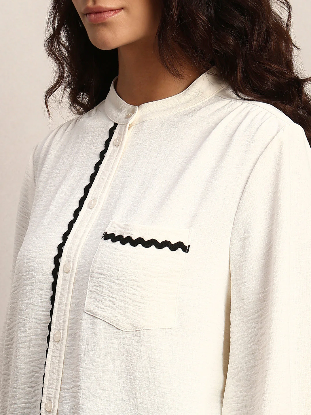 Rick Rack Trim Cotton Shirt - Image 8