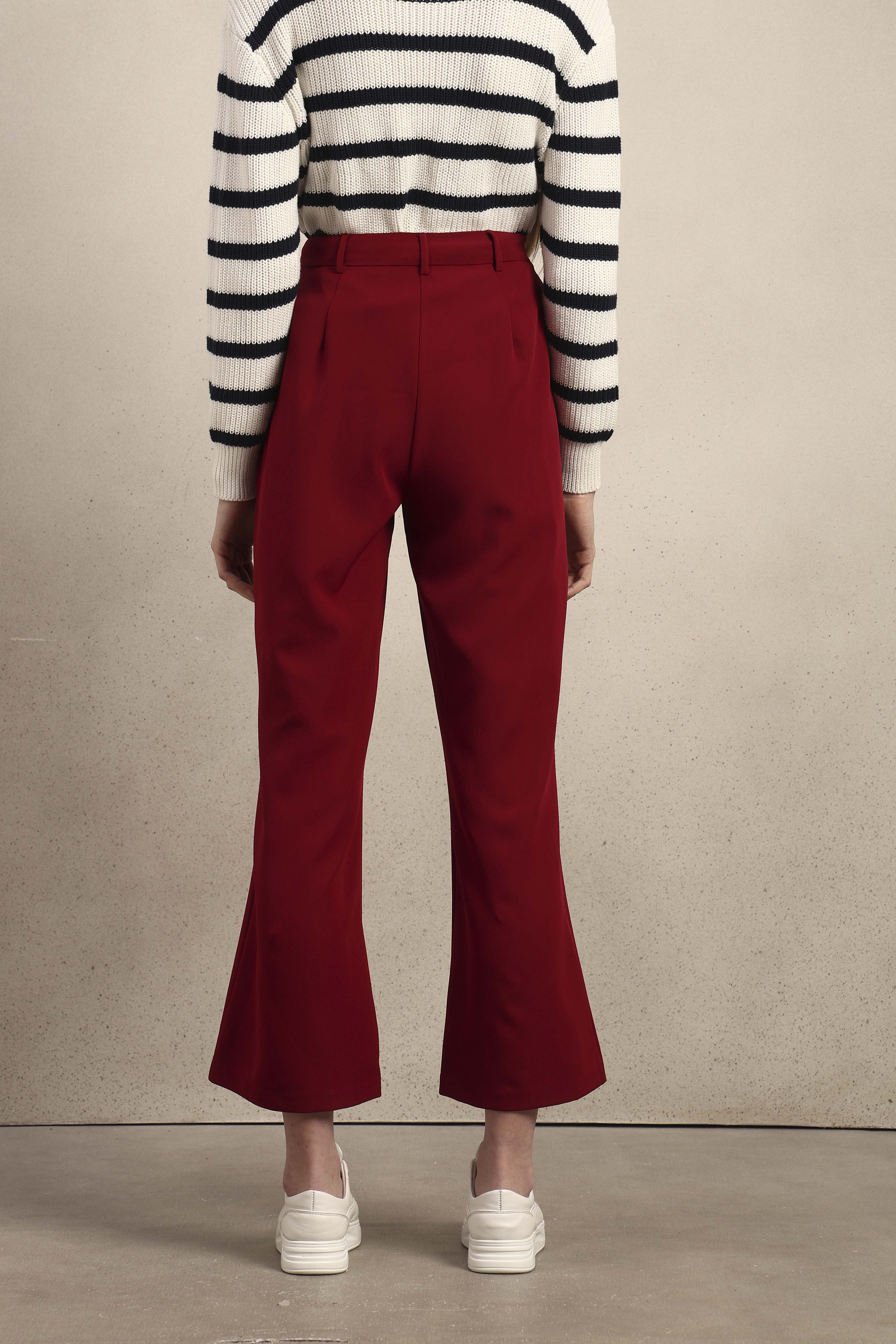 High Rise Bootcut Pants - Maroon - Image 10