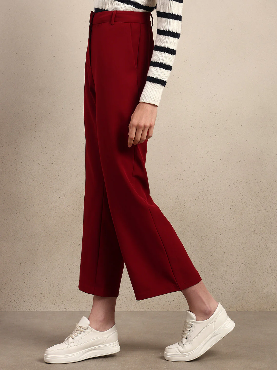 High Rise Bootcut Pants - Maroon - Image 3