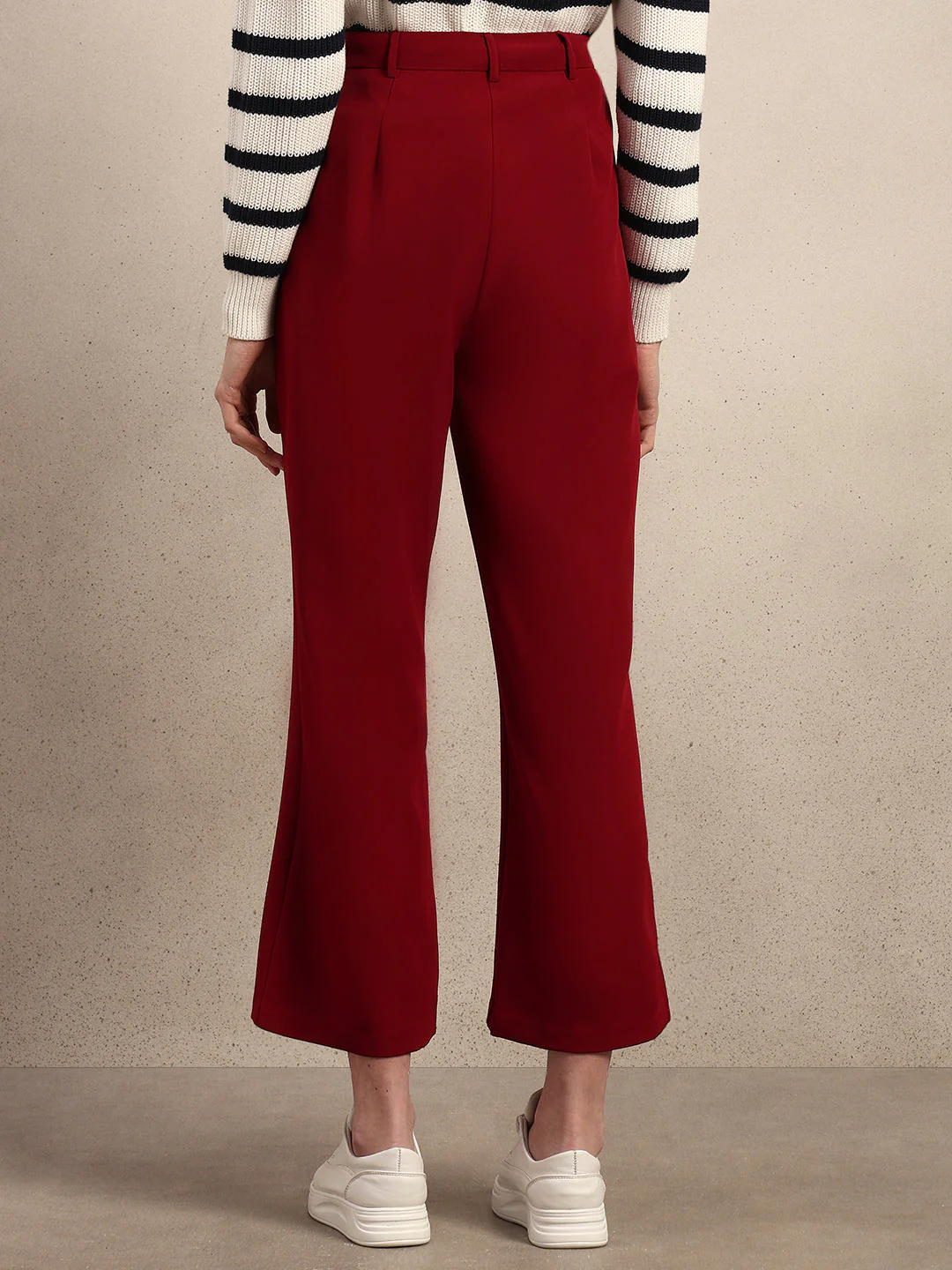 High Rise Bootcut Pants - Maroon - Image 4
