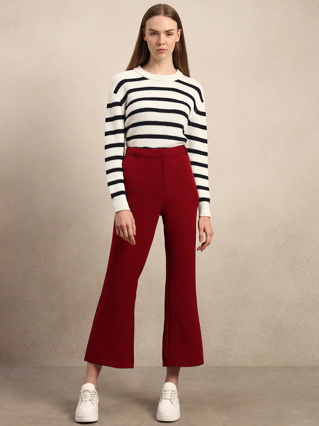 High Rise Bootcut Pants - Maroon - Image 5
