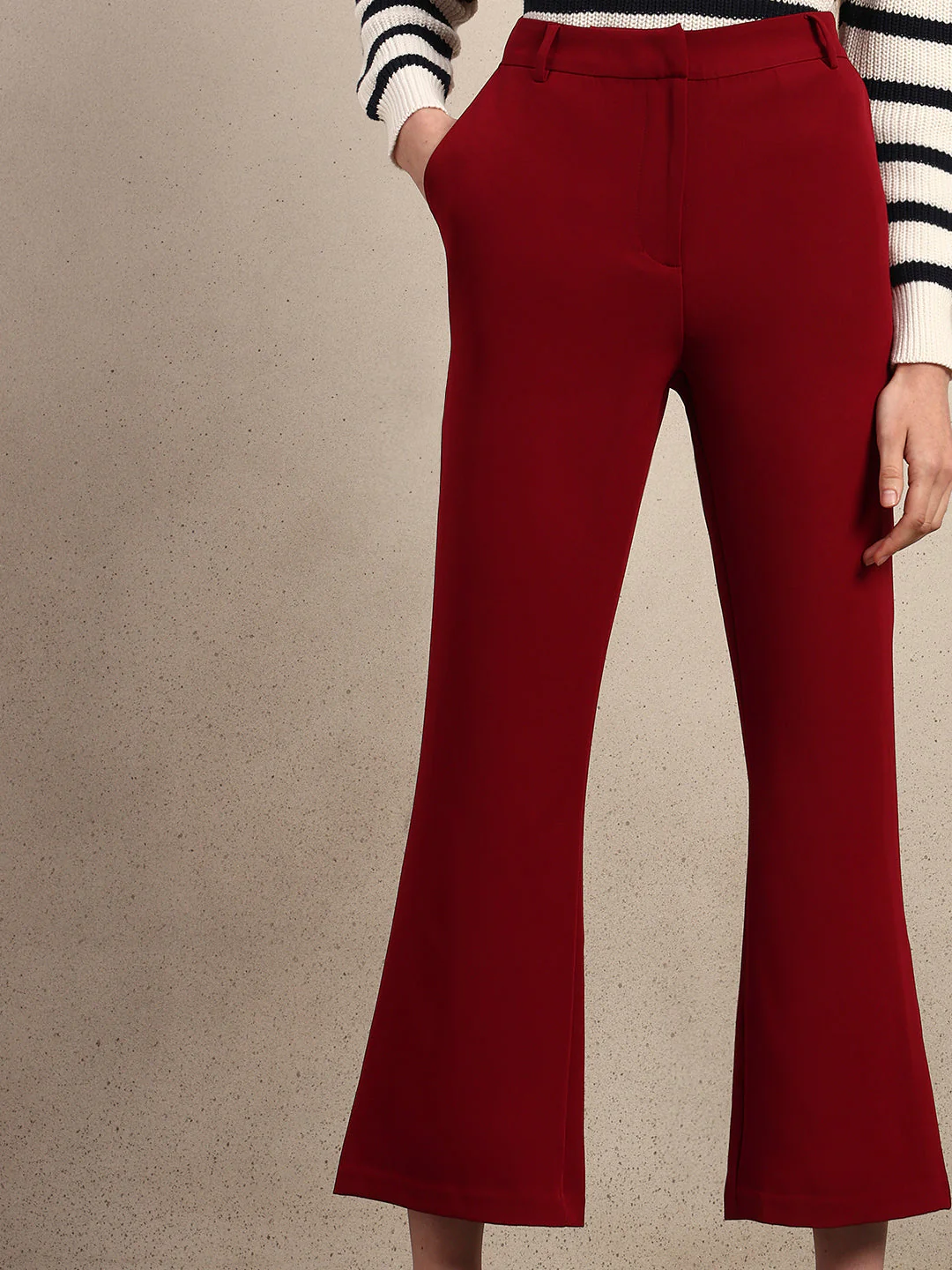 High Rise Bootcut Pants - Maroon - Image 6