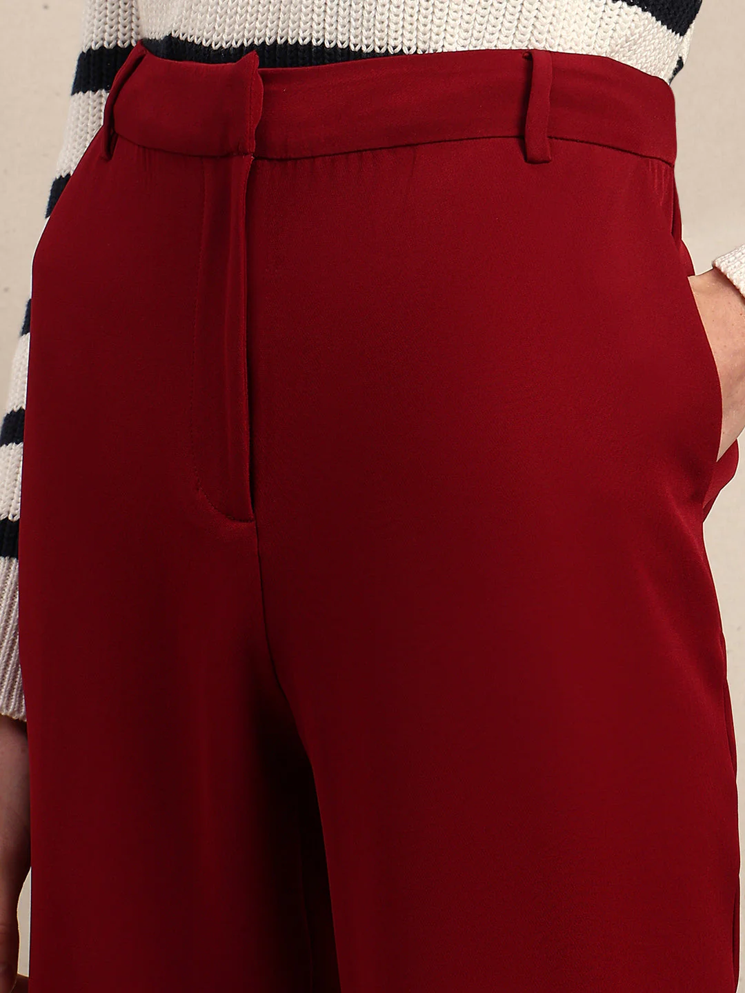 High Rise Bootcut Pants - Maroon - Image 8