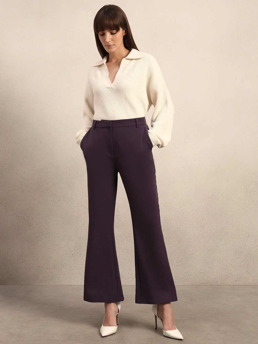 High Rise Bootcut Pants - Purple - Image 5