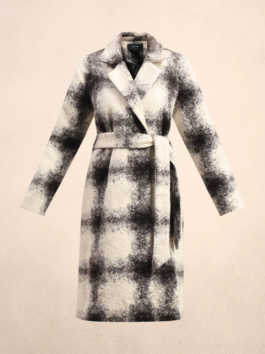 Black & White Check Belted Coat - Image 7