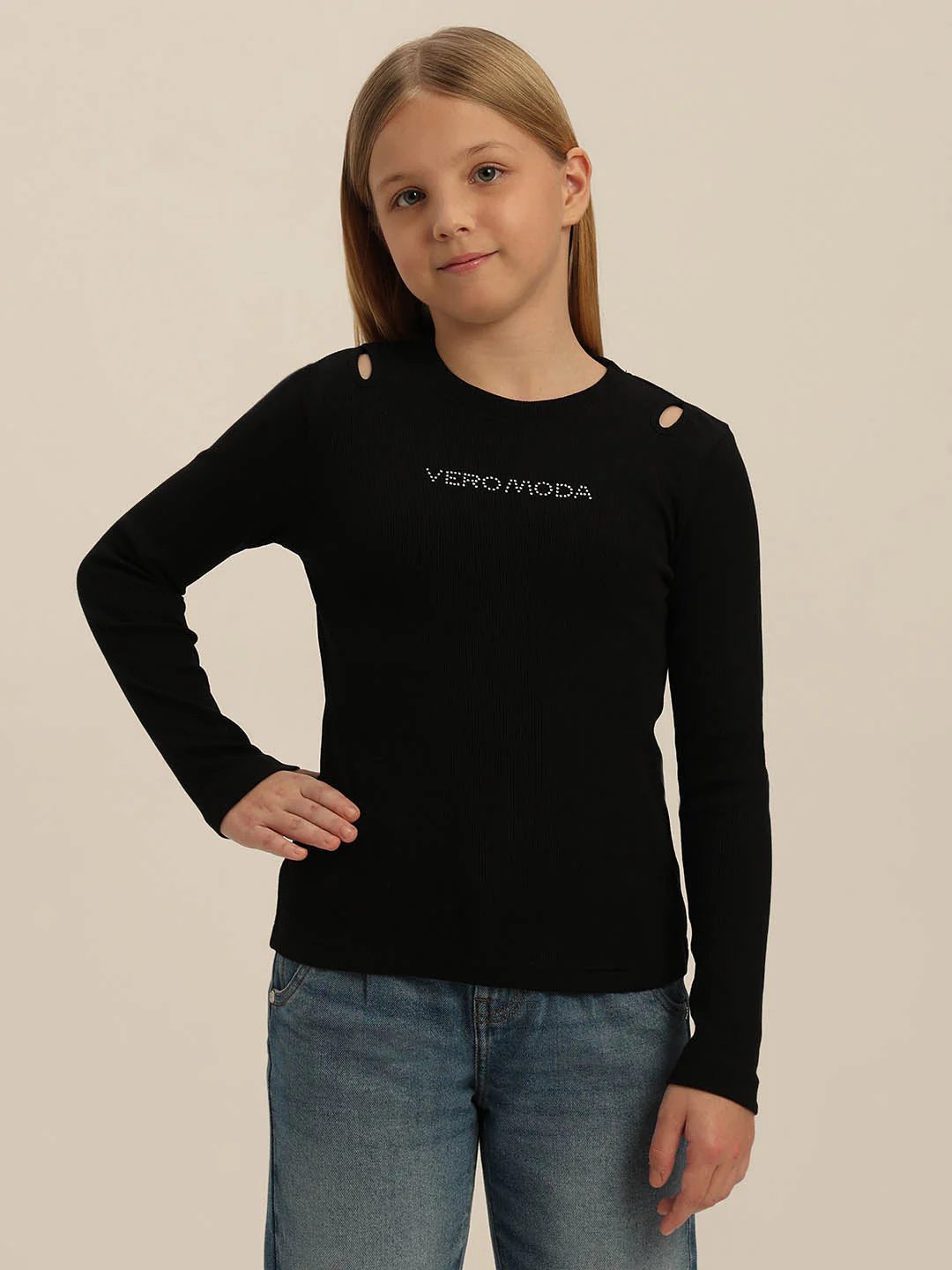 GIRLS Black Cut-Out Top - Image 2