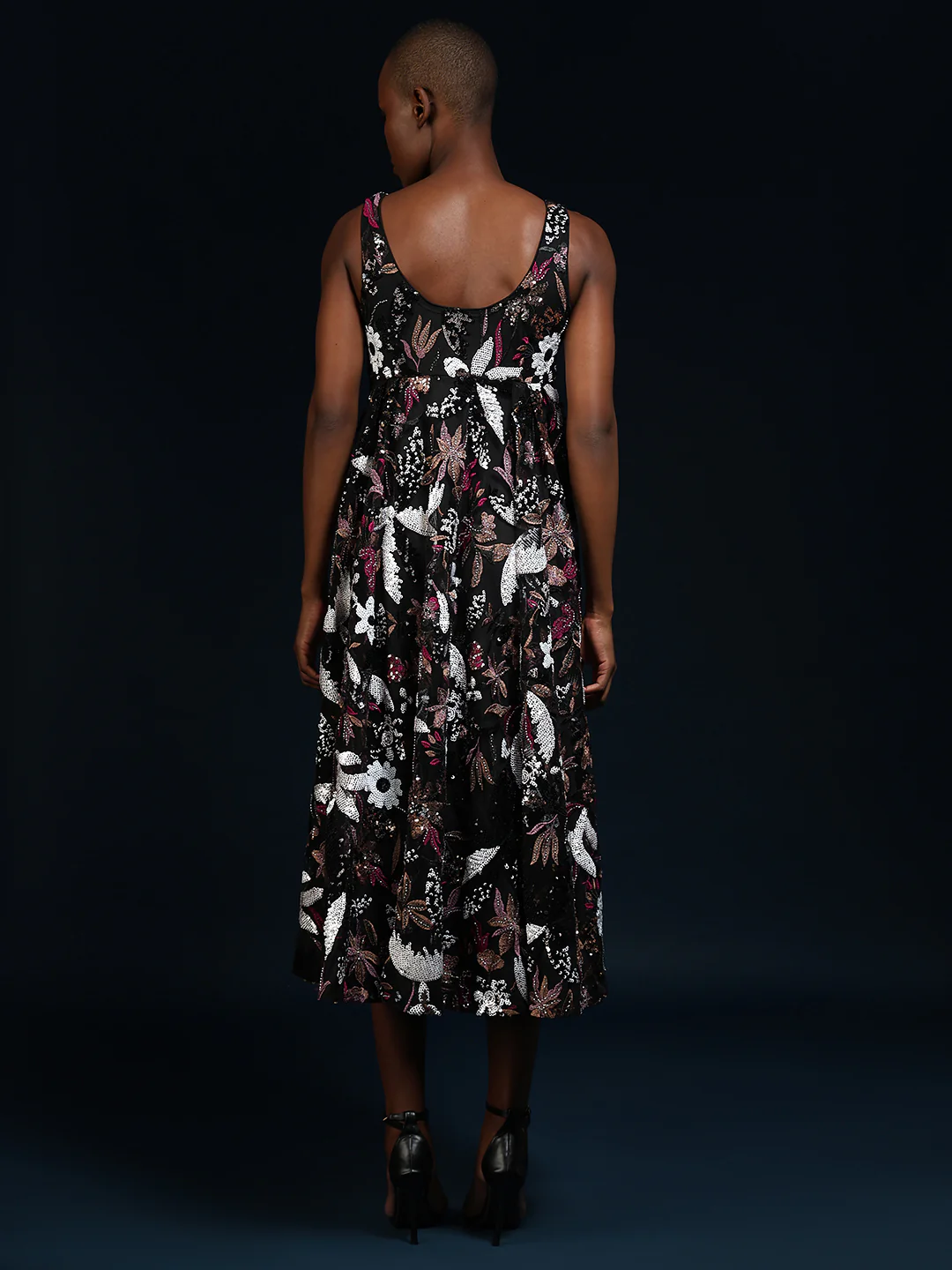 Marquee Black Floral Midi Dress - Image 4