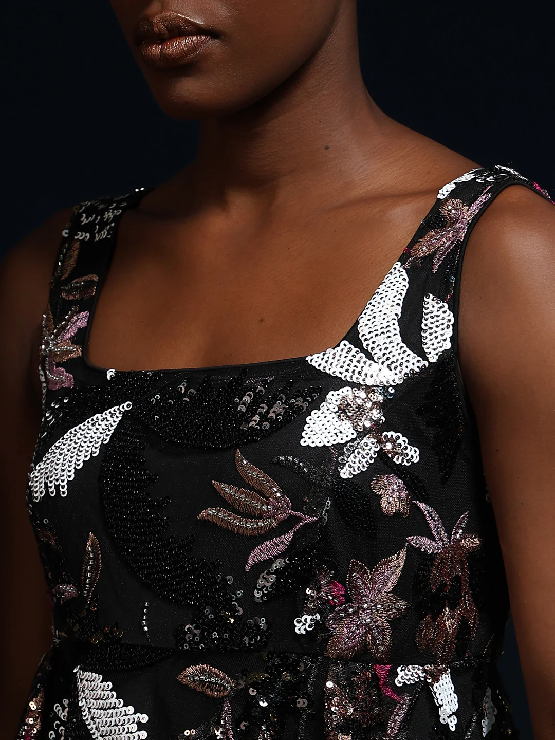 Marquee Black Floral Midi Dress - Image 6
