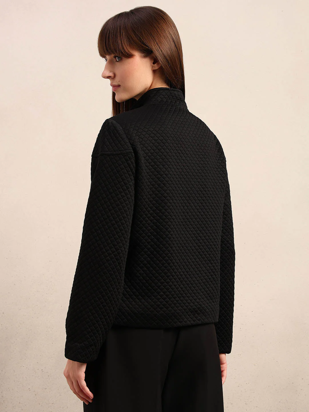 Black Quilted Zip Jacket - Image 4