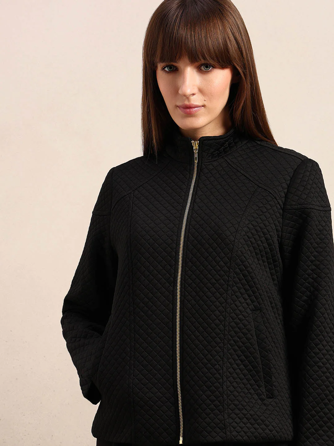 Black Quilted Zip Jacket - Image 6